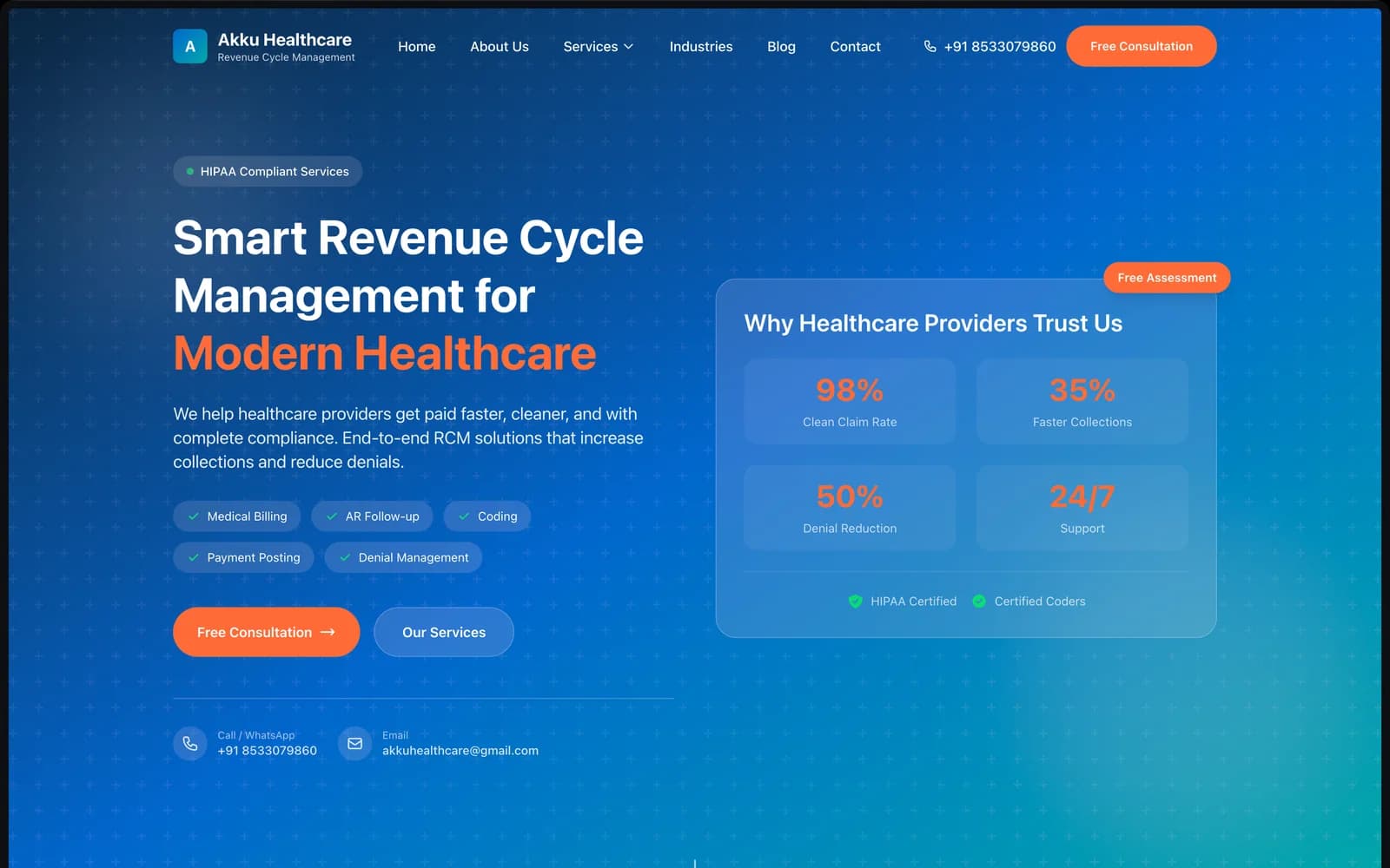 Akku Healthcare — Clinic Website preview