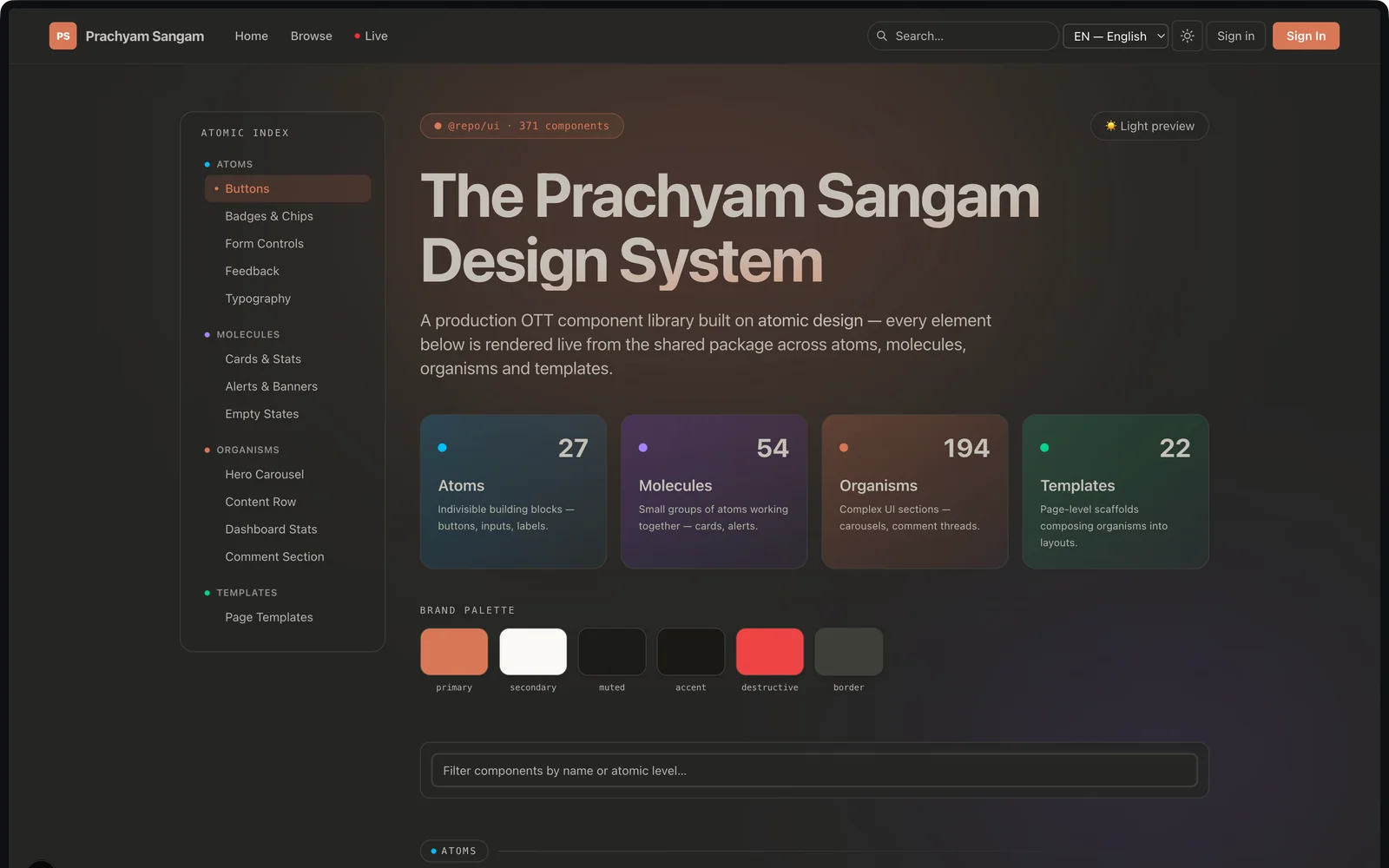 OTT Component Library preview